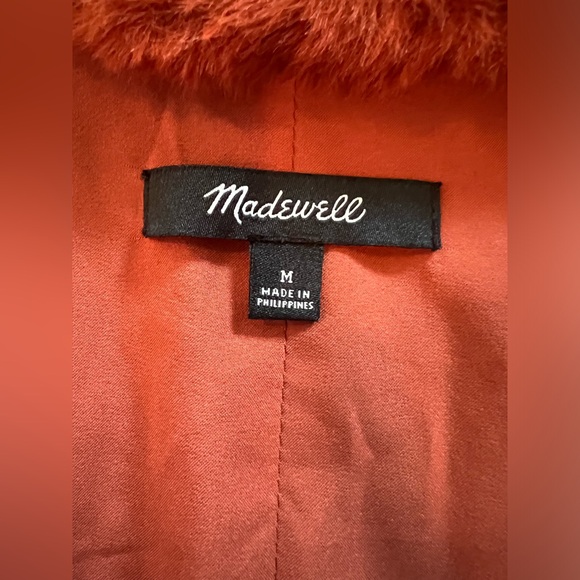 NWOT Madewell SUPER Soft Faux Fur Jacket- Rich Rust Color. Orange. Medium. - Picture 6 of 6